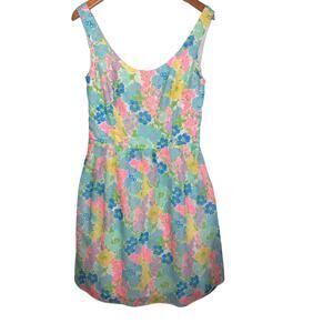 Lilly Pulitzer Floral Fit & Flare Dress Pastel Sleeveless Lined Size 10